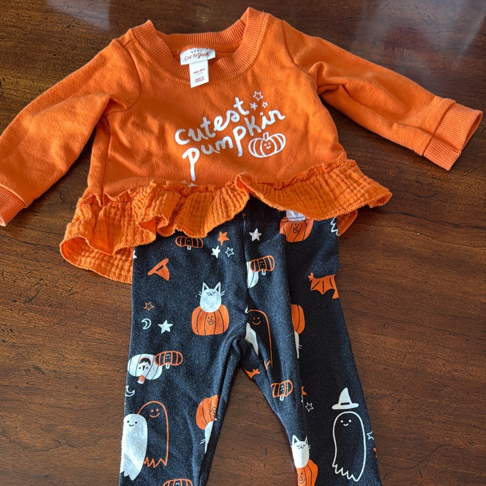 Halloween Outfit “Cutest Pumpkin- Cat & Jack size NB